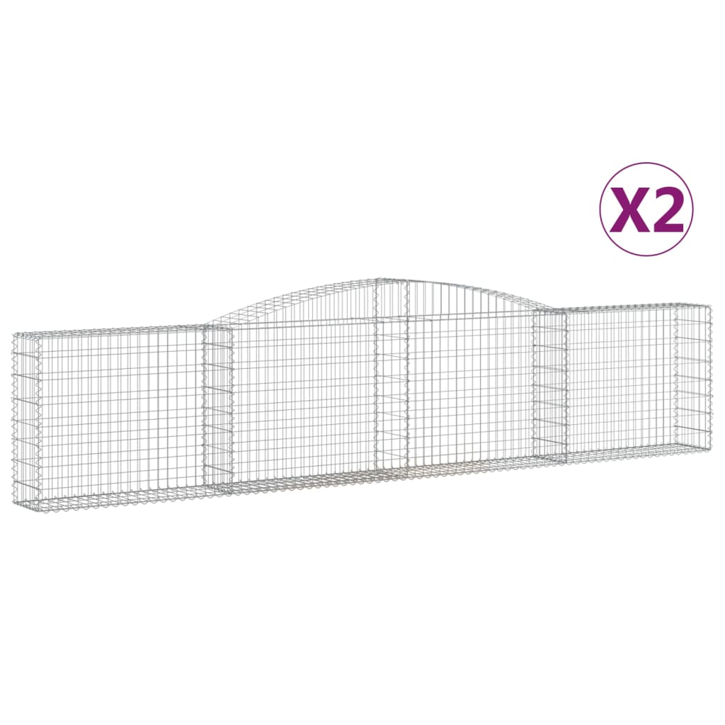 vidaXL Arched Gabion Baskets 2 pcs 157.5"x11.8"x31.5"/39.4" Galvanized Iron