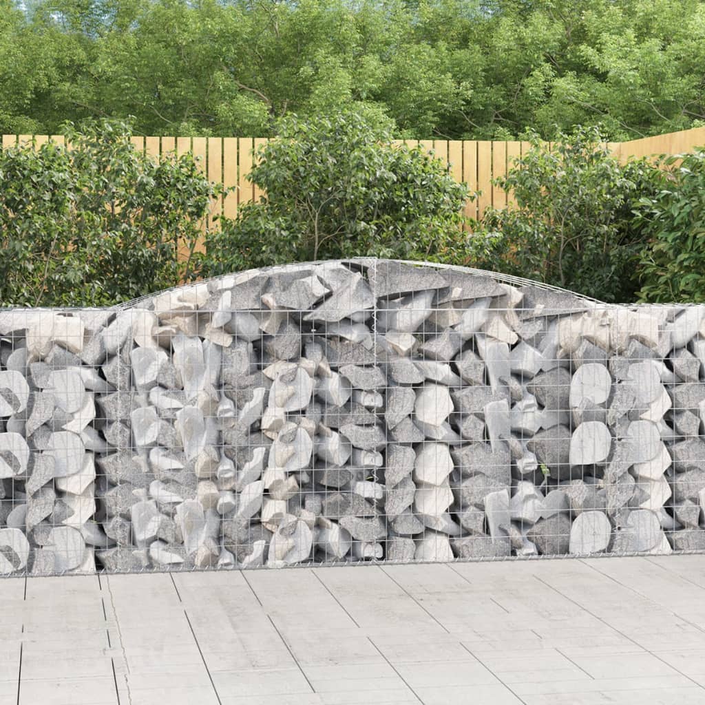 vidaXL Arched Gabion Baskets 8 pcs 157.5"x19.7"x39.4"/47.2" Galvanized Iron
